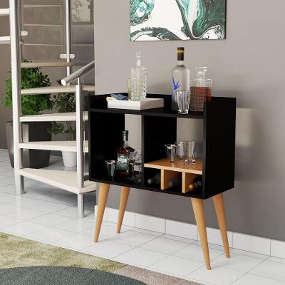 Aparador Moderno Para Salas Adega Porta Vinhos Taças Mini Bar Preto