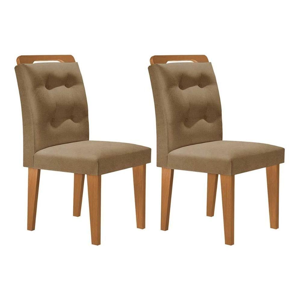Kit 2 Cadeiras Sala Jantar Imperatriz 2 Un Madeira Capuccino-linho Bege Turim - Rufato - 1