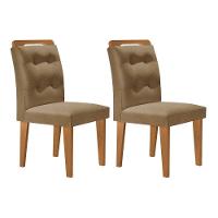 Kit 2 Cadeiras Sala Jantar Imperatriz 2 Un Madeira Capuccino-linho Bege Turim - Rufato - 1