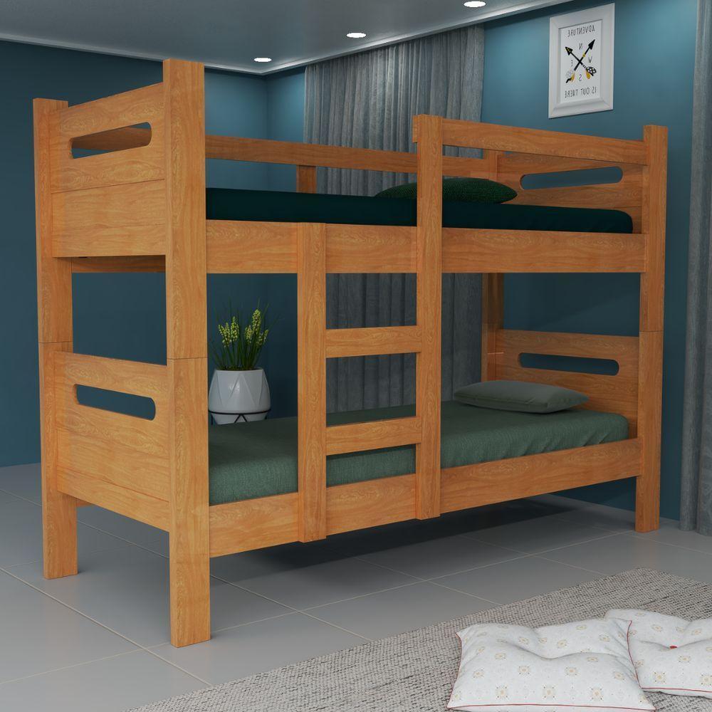 Beliche Solteiro Amanda Com Escada 2 Andares Cor Cerejeira - 1