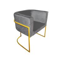 Kit 6 Cadeiras De Jantar Premium Base De Ferro Dourada Veludo Cinza - 2