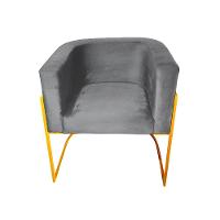 Kit 6 Cadeiras De Jantar Premium Base De Ferro Dourada Veludo Cinza - 3