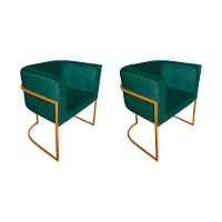 Kit 2 Cadeiras De Jantar Premium Base De Ferro Cobre Veludo Verde - 1