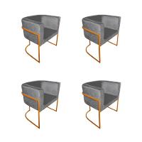 Kit 4 Cadeiras De Jantar Premium Base De Ferro Cobre Veludo Cinza - 1