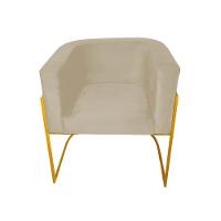 Kit 6 Cadeiras De Jantar Premium Base De Ferro Dourada Veludo Bege - 3