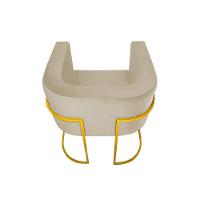 Kit 6 Cadeiras De Jantar Premium Base De Ferro Dourada Veludo Bege