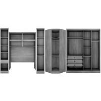 Quarto Casal Completo Rizon-linea 5 Peças (1 Armário Aéreo + 2 Guarda Roupas + 1 Canto Obliquo + 1 Complementos) Qcm110 Cumaru-fendi - 3