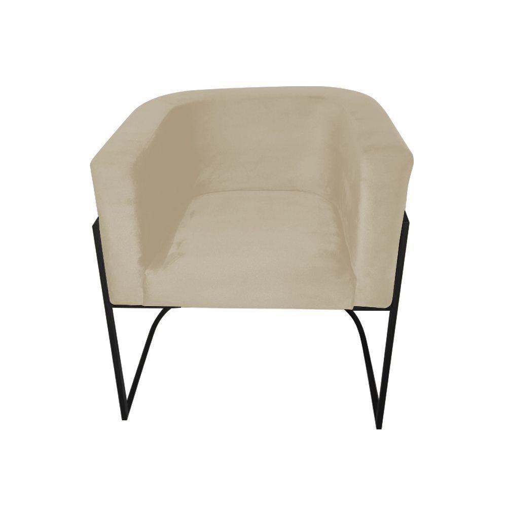 Kit 6 Cadeiras De Jantar Premium Base De Ferro Preta Veludo Bege - 3