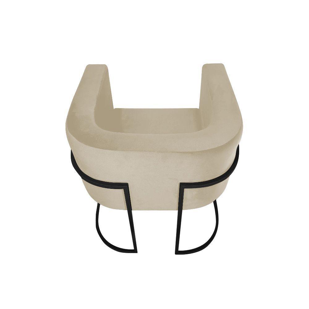 Kit 6 Cadeiras De Jantar Premium Base De Ferro Preta Veludo Bege - 4