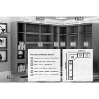 Quarto Casal Completo Rizon-linea 6 Peças (1 Armário Aéreo + 3 Guarda Roupas + 1 Closet Canto Obliquo + 1 Complemento) Qcm109 Cumaru-fendi-n - 2
