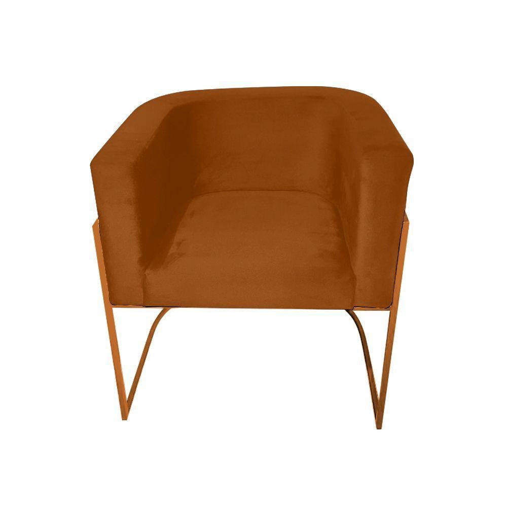 Kit 6 Cadeiras De Jantar Premium Base De Ferro Cobre Veludo Terracota Laranja - 3