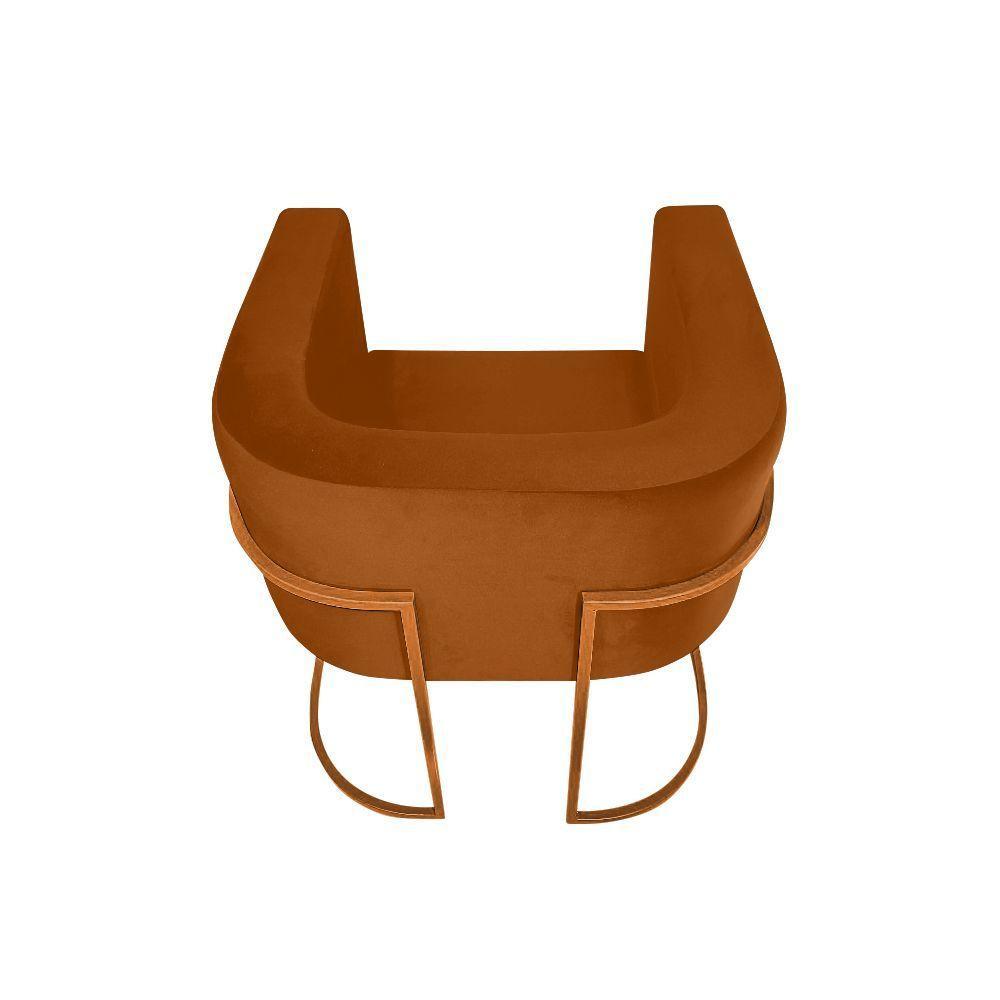 Kit 6 Cadeiras De Jantar Premium Base De Ferro Cobre Veludo Terracota Laranja - 4