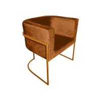 Kit 6 Cadeiras De Jantar Premium Base De Ferro Cobre Veludo Terracota Laranja - 2