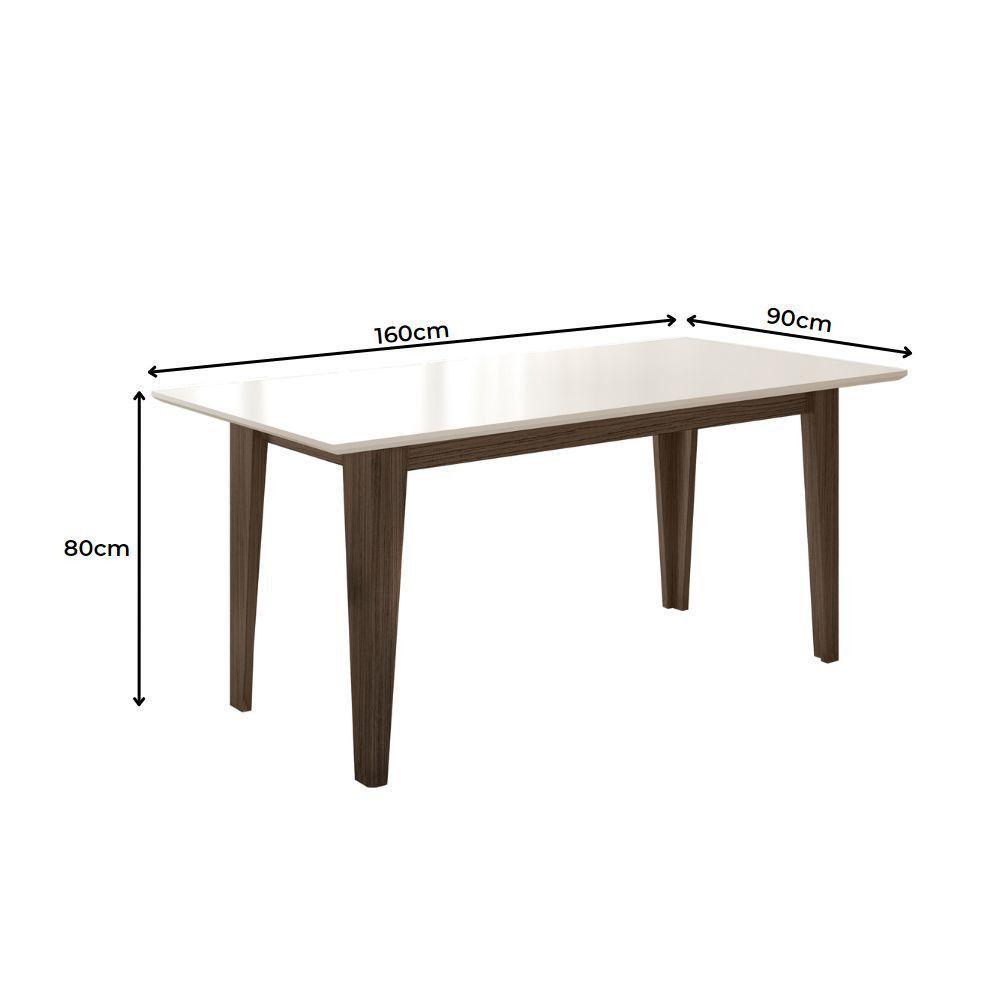 Conjunto Sala De Jantar Retangular Mesa Liz 160cm E 06 Cadeiras Josi Amêndoa Com Off White - 5