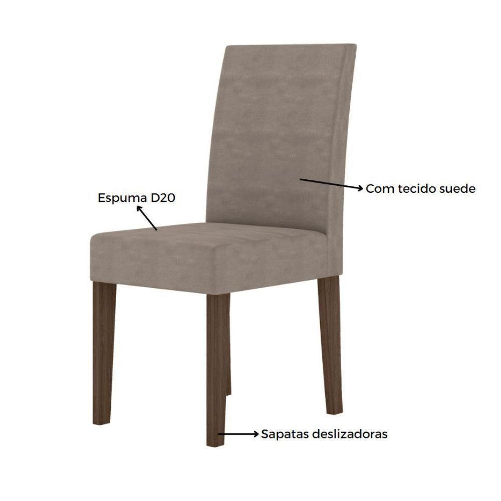 Conjunto Sala De Jantar Retangular Mesa Liz 160cm E 06 Cadeiras Josi Amêndoa Com Off White - 7