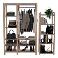 Arara Para Roupas Acabamento Madeira Pinus E Sapateira Para Sapatos E Objetos - 1