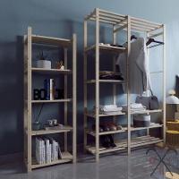 Arara Para Roupas Acabamento Madeira Pinus E Sapateira Para Sapatos E Objetos - 2