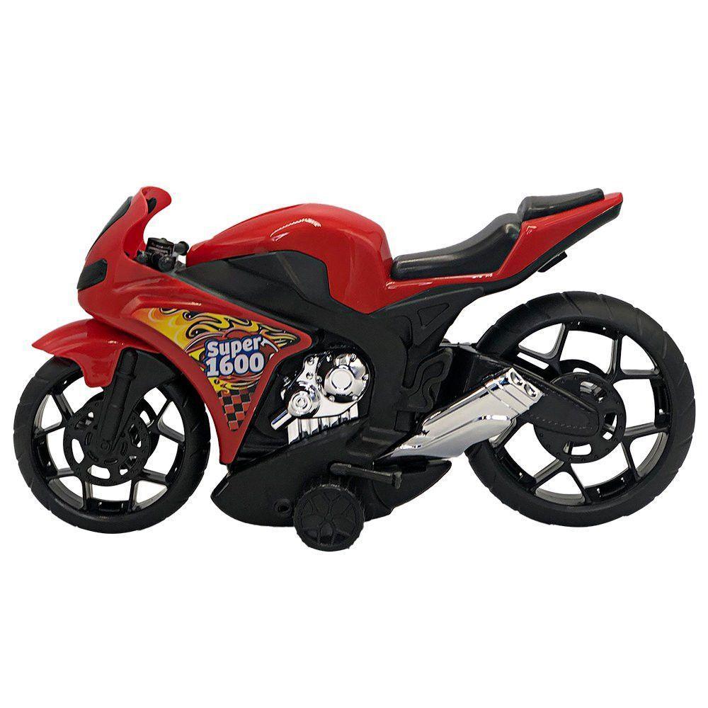 Super Moto 1600 Esportiva Com Rodas Com Fricção - Vermelho - 3