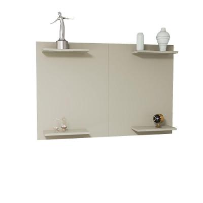 Painel TV Até 50 Pol Em MDF Com Prateleiras Para Decoração Off White