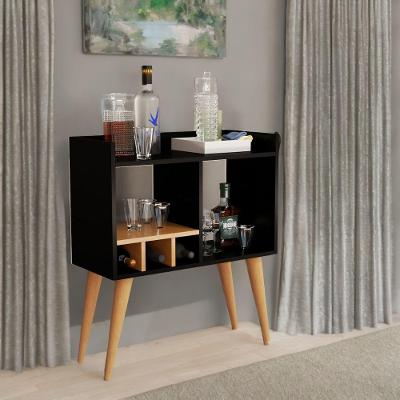 Aparador Amanda Minibar Para Drinks Sala De Estar Moderna Preto