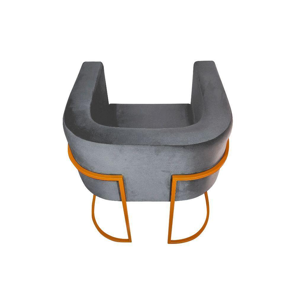 Kit 2 Cadeiras De Jantar Premium Base De Ferro Cobre Veludo Cinza - 4