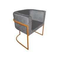 Kit 2 Cadeiras De Jantar Premium Base De Ferro Cobre Veludo Cinza - 2