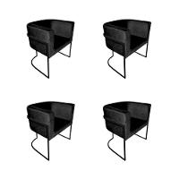 Kit 4 Cadeiras De Jantar Premium Base De Ferro Preta Veludo Preto - 1