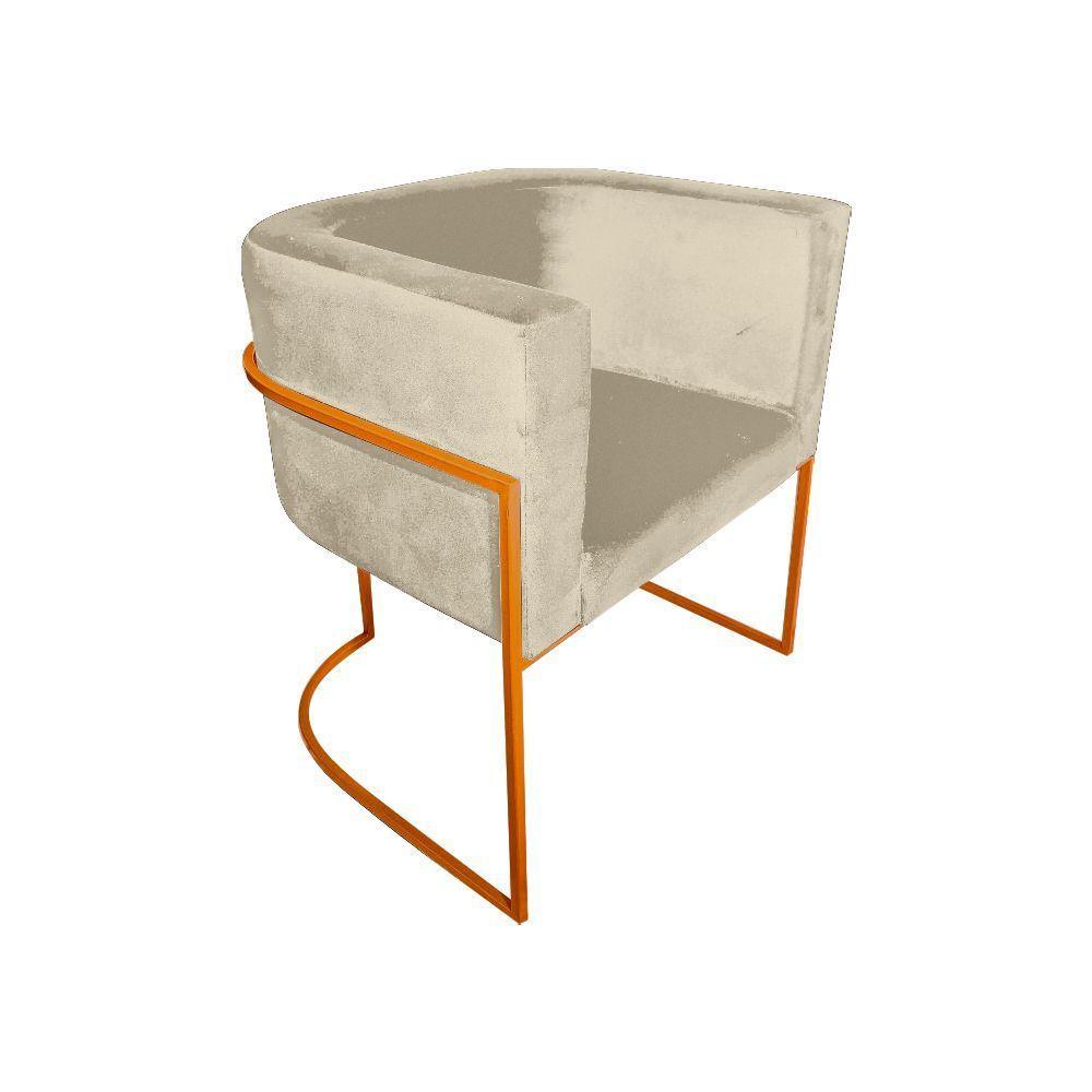 Kit 4 Cadeiras De Jantar Premium Base De Ferro Cobre Veludo Bege - 2