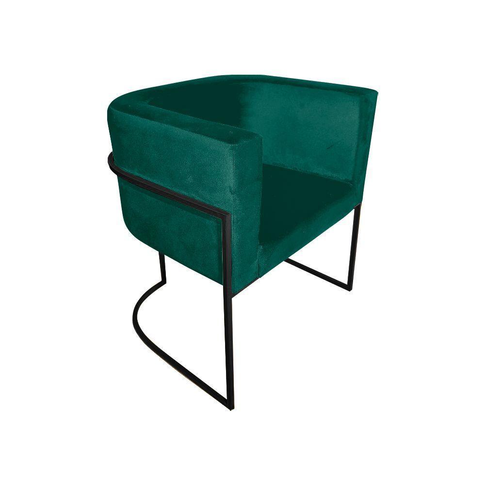 Kit 4 Poltronas Decorativa Sala De Estar Base De Ferro Preta Veludo Verde - 2