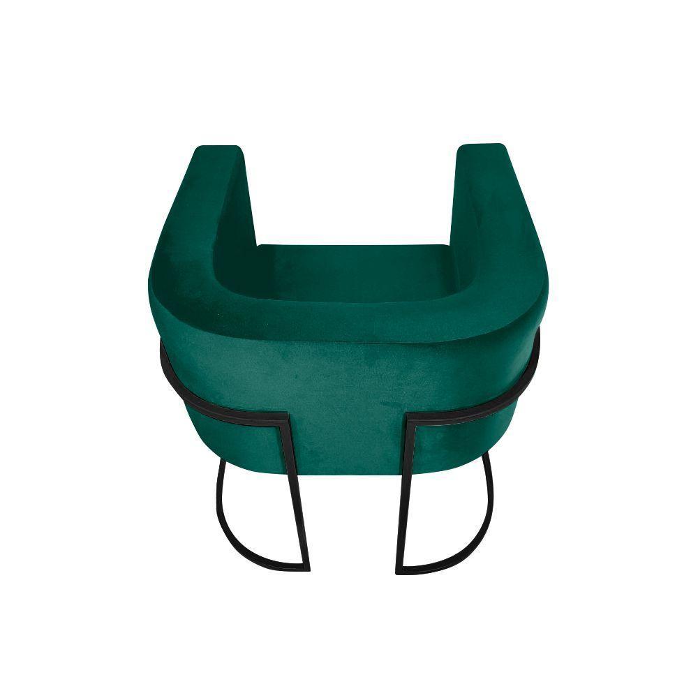Kit 4 Poltronas Decorativa Sala De Estar Base De Ferro Preta Veludo Verde - 4