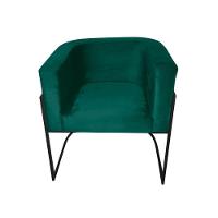 Kit 4 Poltronas Decorativa Sala De Estar Base De Ferro Preta Veludo Verde - 3