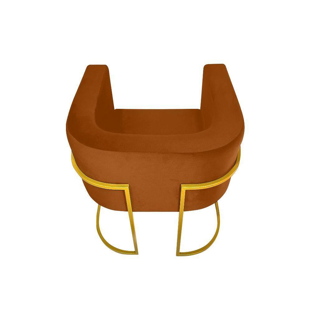 Kit 2 Cadeiras De Jantar Premium Base De Ferro Dourada Veludo Terracota Laranja - 4