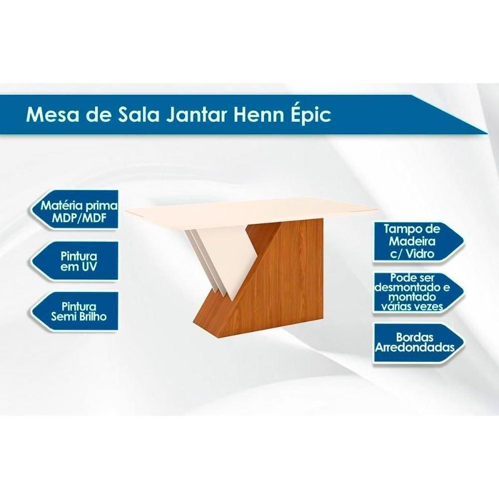Sala De Jantar Completa épic Sc24 Tampo Madeirado C- Vidro Canto Curvo 160x90cm E 6 Cadeiras Milla Nature-veludo Light Linho - Henn - 3