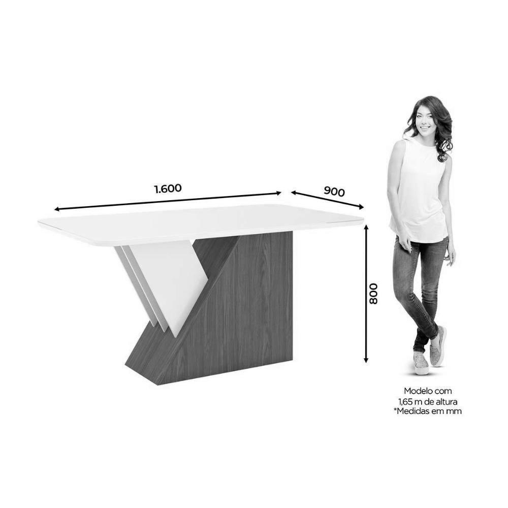 Sala De Jantar Completa épic Sc24 Tampo Madeirado C- Vidro Canto Curvo 160x90cm E 6 Cadeiras Milla Nature-veludo Light Linho - Henn - 10