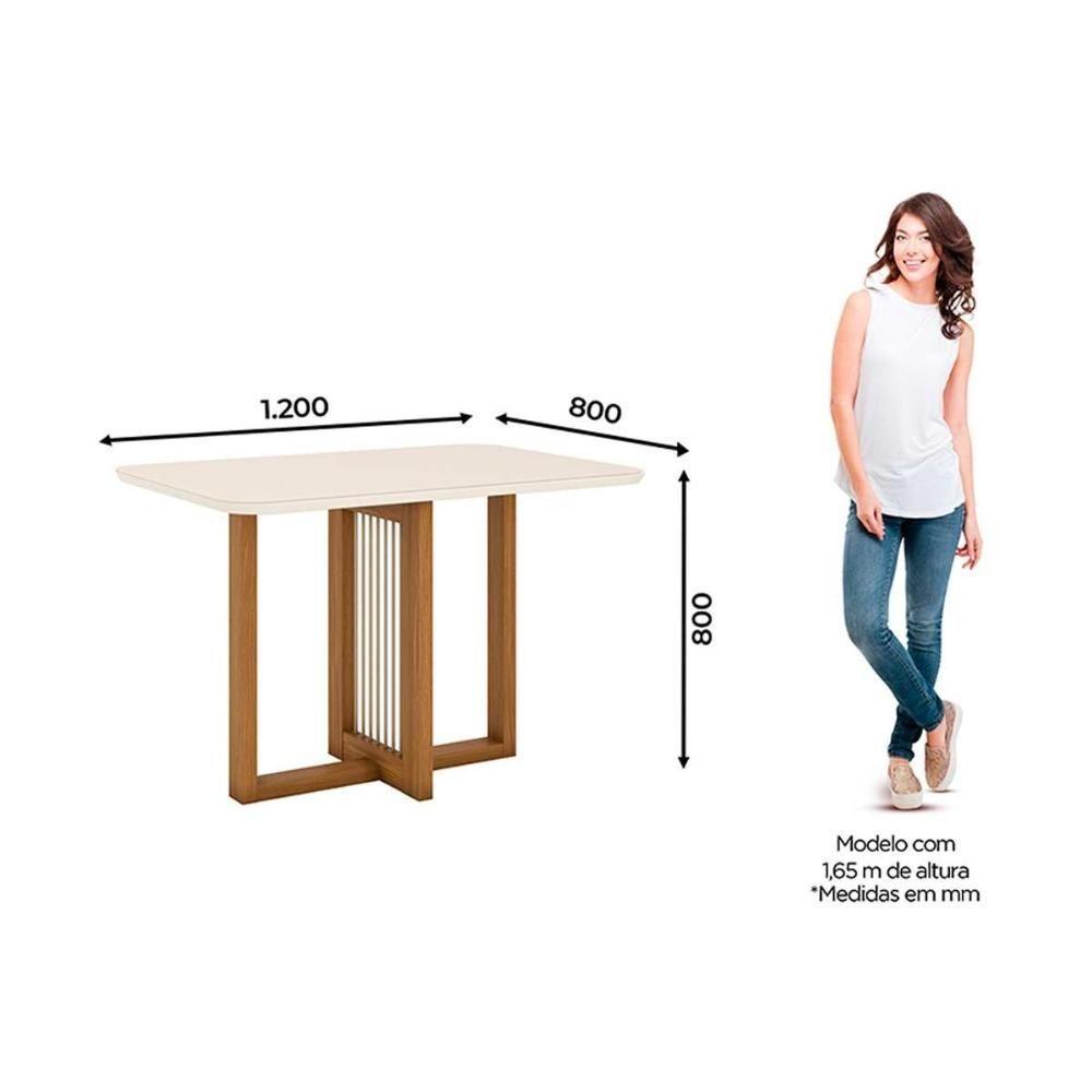 Sala De Jantar Completa Natalí C- Tampo Madeirado C- Vidro Curvo 120x80cm E 4 Cadeiras Milla Nature-veludo Light Linho - Henn - 9