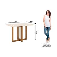 Sala De Jantar Completa Natalí C- Tampo Madeirado C- Vidro Curvo 120x80cm E 4 Cadeiras Milla Nature-veludo Light Linho - Henn - 9