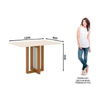 Sala De Jantar Completa Natalí C- Tampo Madeirado C- Vidro Reto 120x80cm E 4 Cadeiras Milla Nature-veludo Light Linho - Henn