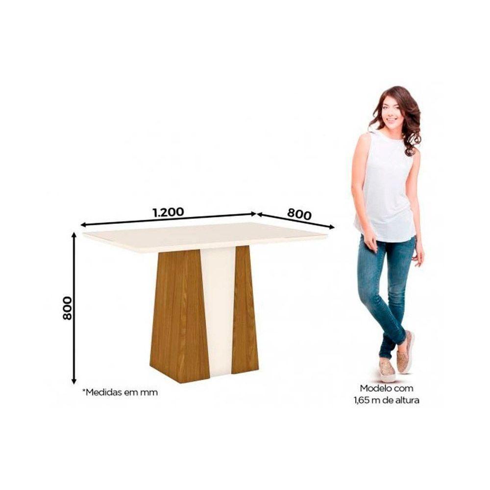 Sala De Jantar Orus Tampo com Vidro 120x80cm E 4 Cadeiras Nature veludo Light Linho - 2