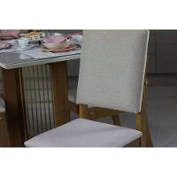 Sala De Jantar Orus Tampo com Vidro 120x80cm E 4 Cadeiras Nature veludo Light Linho - 8