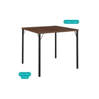 Sala De Jantar Completa 1545 Aço C- Tampo Madeirado 87x87cm E 4 Cadeiras 1700 Preto-legno - Preto - Carraro