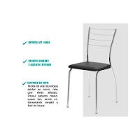 Sala De Jantar Completa 1545 Aço C- Tampo Madeirado 87x87cm E 4 Cadeiras 1700 Preto-legno - Preto - Carraro - 8