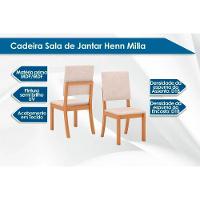 Sala De Jantar Completa Lins C- Tampo Madeirado 120x80cm E 4 Cadeiras Milla Nature-off White - Linho Bege - Henn