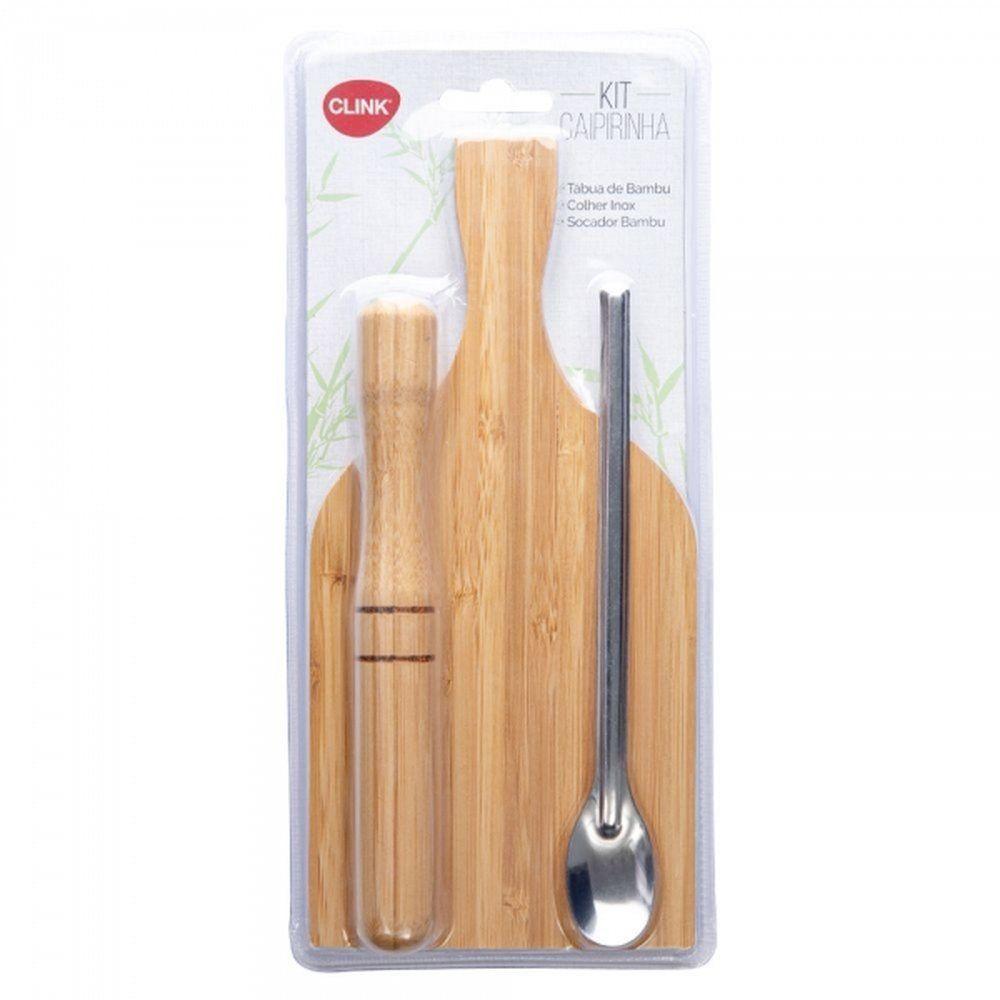 Kit 3 Peças Para Caipirinha Bambu E Inox - 1