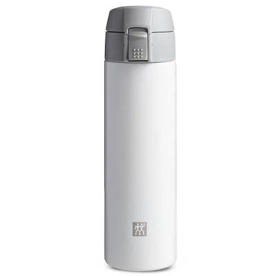Garrafa Térmica 450ml Em Aço Inox Silicone Branca Cinza