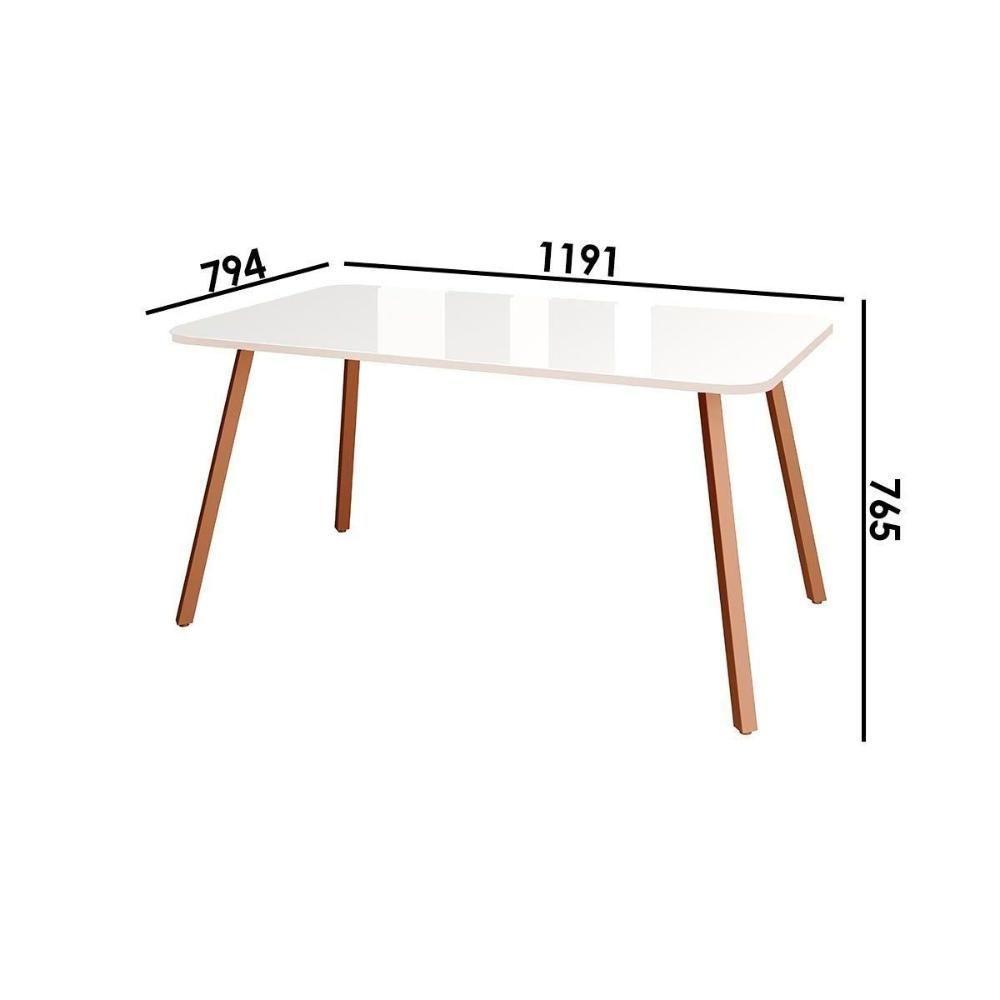 Sala De Jantar Completa Ariel Menor 1602 Tampo Madeirado C- Vidro 120x80cm E 4 Cadeiras Lira Gelo-off White Rose - Cobre-linho Areia-courin - Carraro - 3