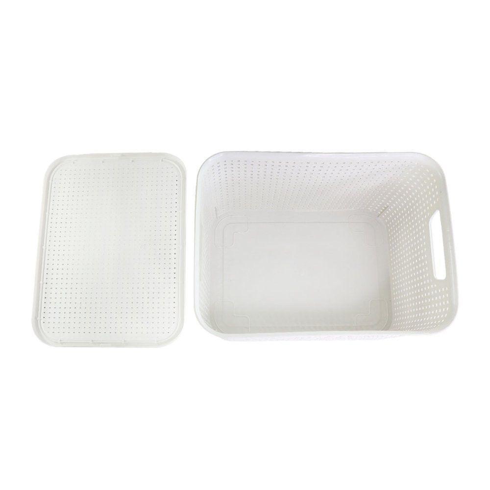 Caixa Organizadora Rattan Cesto Branco Com Tampa 7 Litros - 2