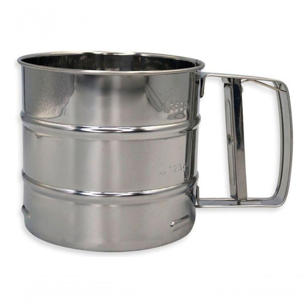 Caneca Peneira Polvilhadora Com Tela E Mexedor - Aço Inox A Solução Perfeita Para Peneirar, Polvilhar E Mexer Ingredient - 2