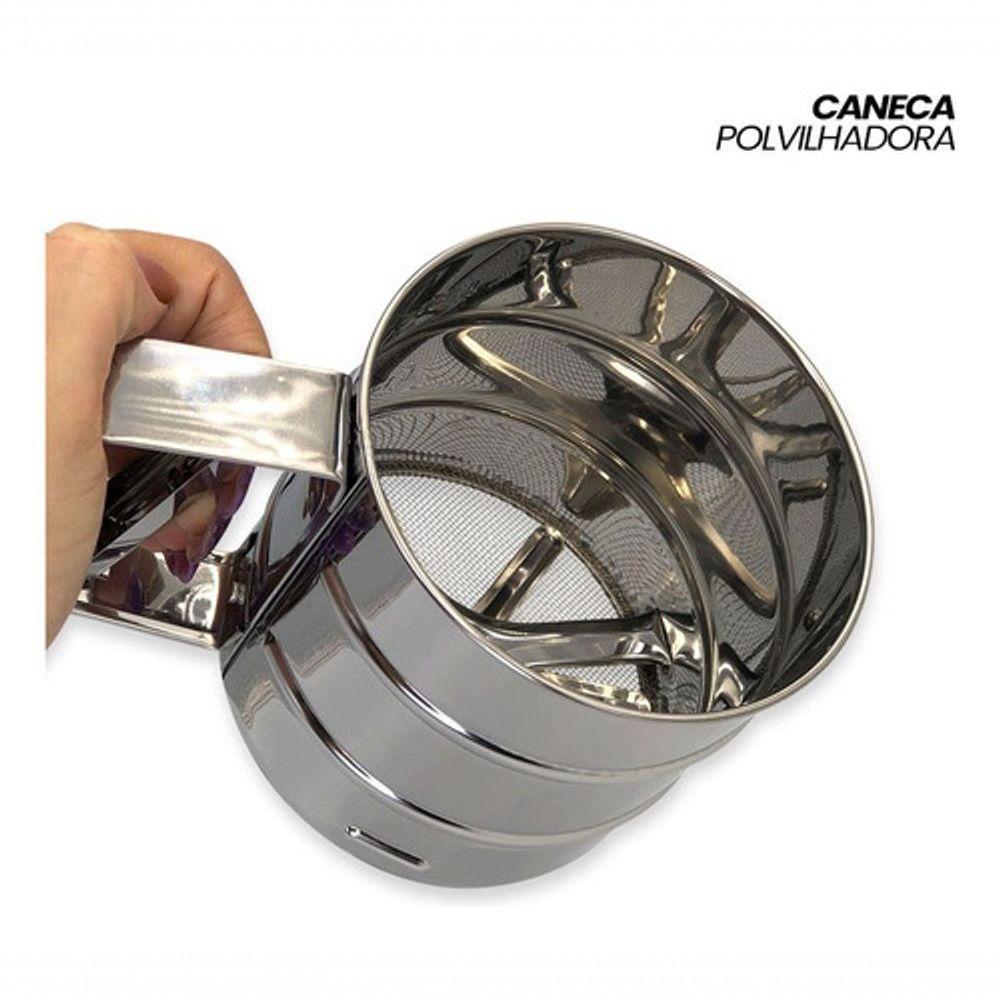 Caneca Peneira Polvilhadora Com Tela E Mexedor - Aço Inox A Solução Perfeita Para Peneirar, Polvilhar E Mexer Ingredient - 4