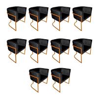 Kit 10 Cadeiras De Jantar Premium Base De Ferro Cobre Veludo Preto - 1