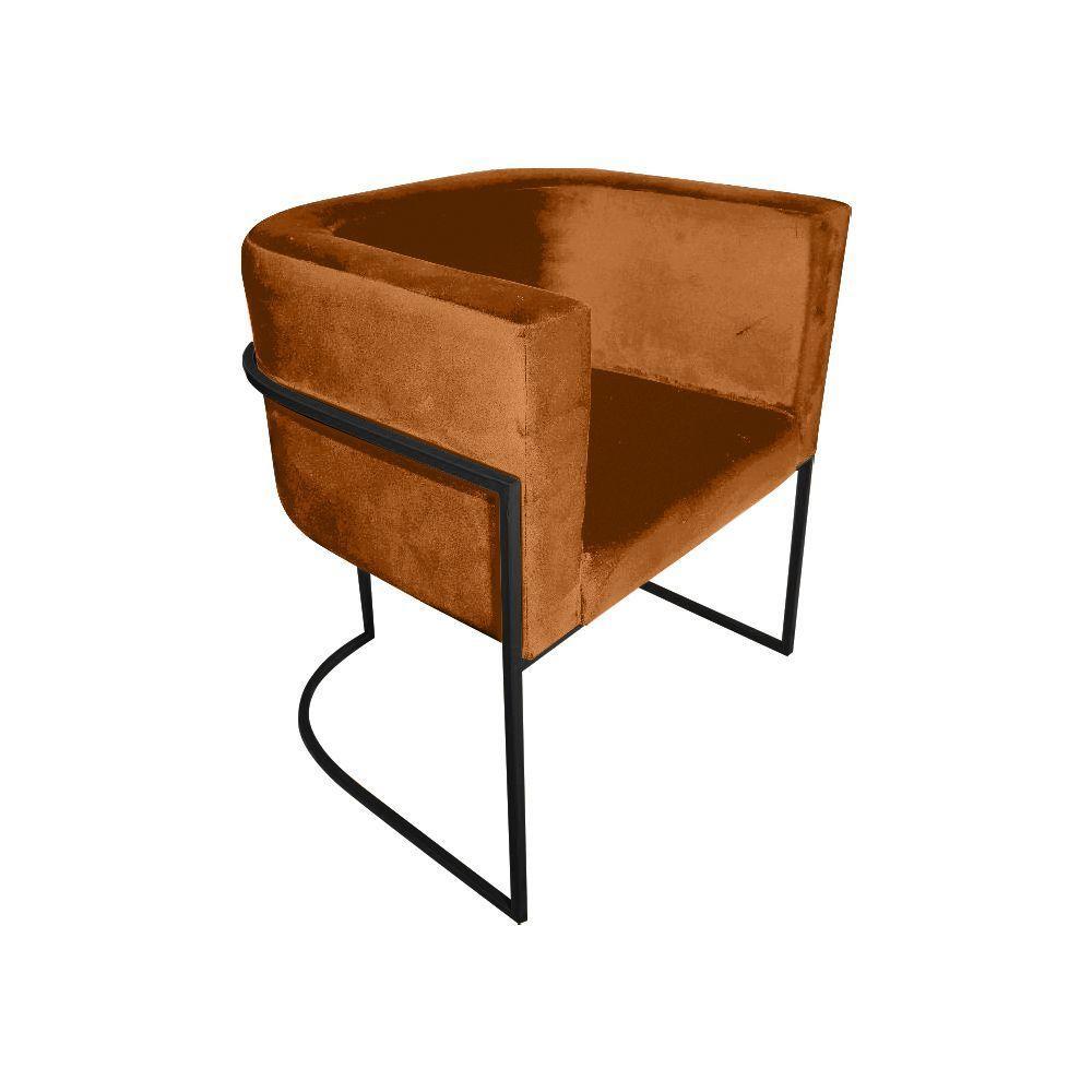 Kit 10 Cadeiras De Jantar Premium Base De Ferro Preta Veludo Terracota Laranja - 2